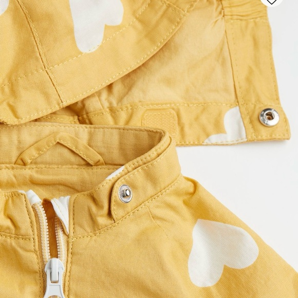 H&M Coated Woven Cotton Jacket, Hearts, Yellow/White, Toddler, Kids 3T (2-3 yrs) - Picture 2 of 11